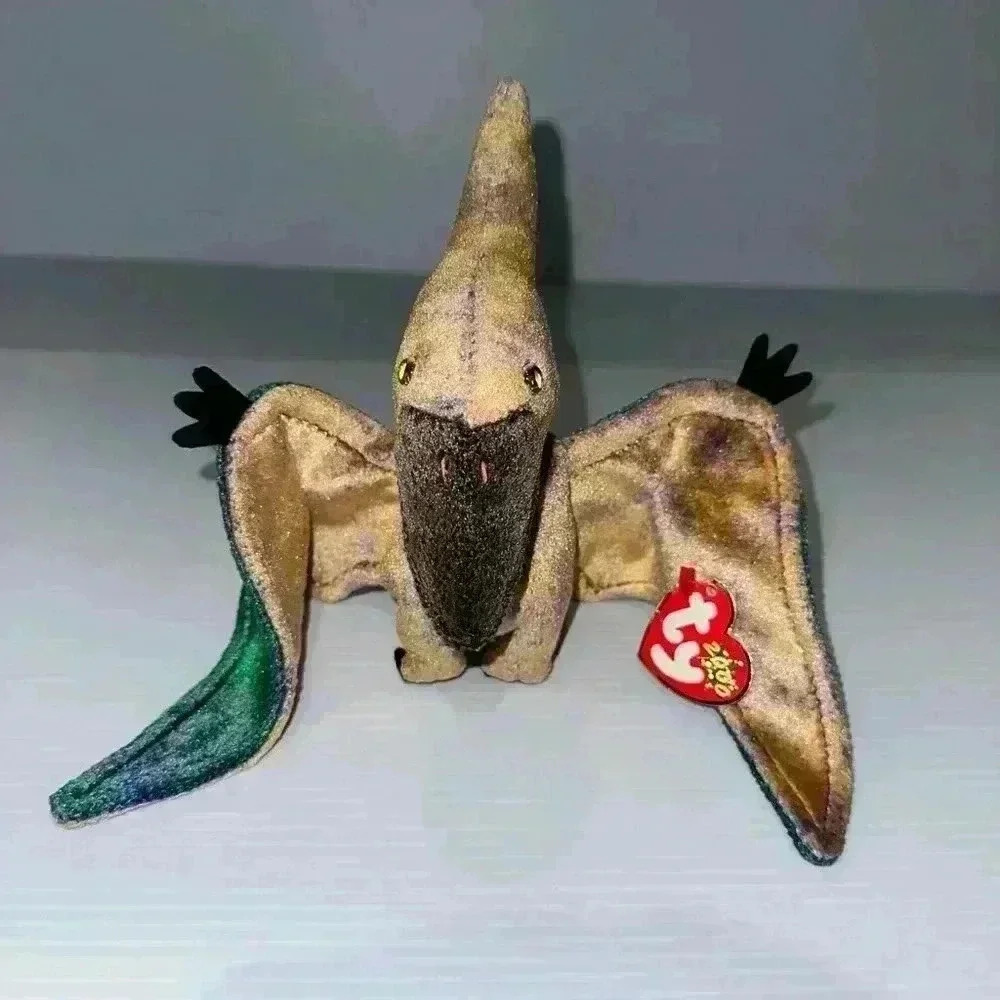 NWT! Ty Beanie Baby Plush Animal “Swoop” the Pterodactyl Green & Brown/2000/PE - Picture 5 of 12